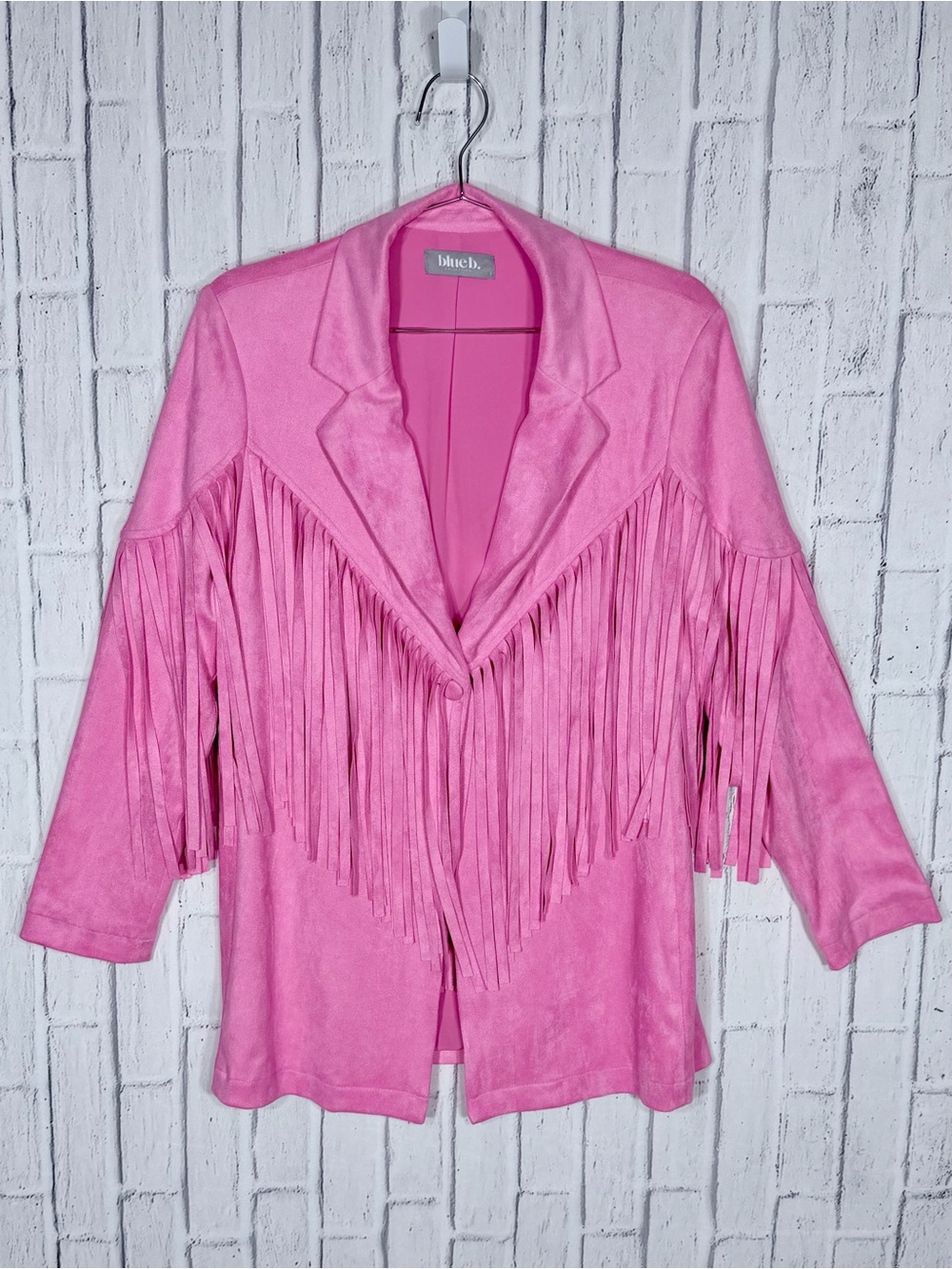 Blue B Collection Pink Suede Fringe Western Blazer Jacket Small 🤠